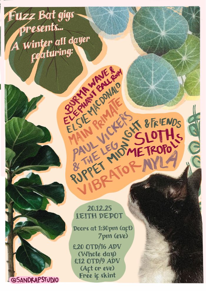 Burma Wave & Elephant Ballroom, Elsie MacDonald, Main Primate, Nyla, Paul Vickers & The Leg, Puppet Midnight & Friends, Sloth Metropolis, Vibrator