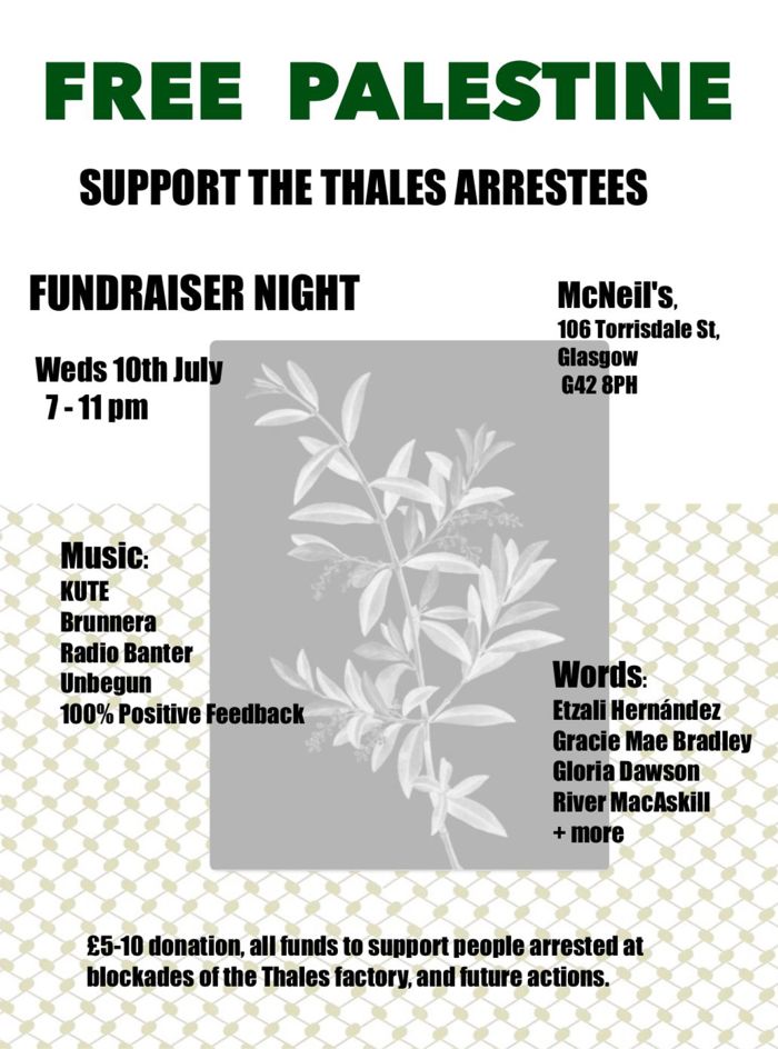 Free Palestine, Support the Thales arrestees