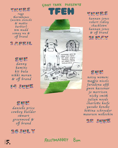 TFEH presents: RAGE THROMBONES (WESTON OLENCKI & MATTIE BARBIER) / TOM MUDD / SEYMAY WU & OFF BRAND .