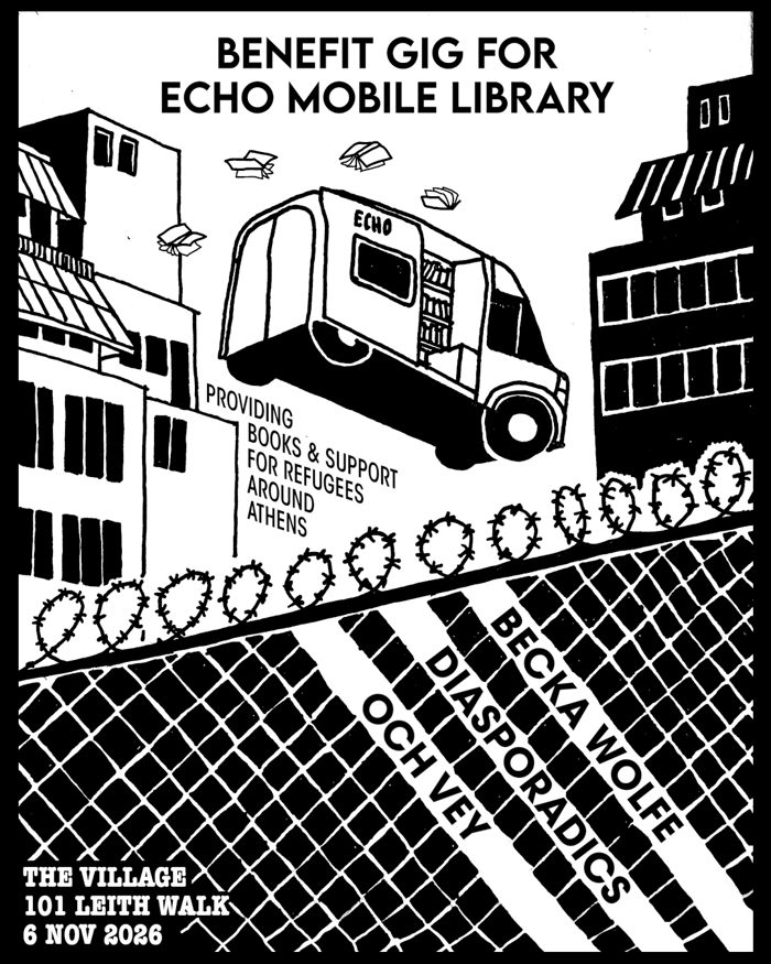 2026-11-08 ECHO Mobile Library benefit gig: Och Vey, Diasporadics, Becka Wolfe