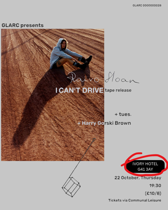 2026-10-22 GLARC PRESENTS *VENUE MOVED TO IVORY HOTEL*: Raivo Sloan, Harry Gorski-Brown, tues.