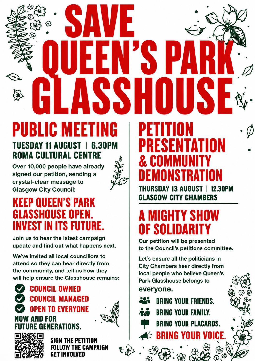 SAVE THE QP GLASSHOUSE - PETITION DEMO