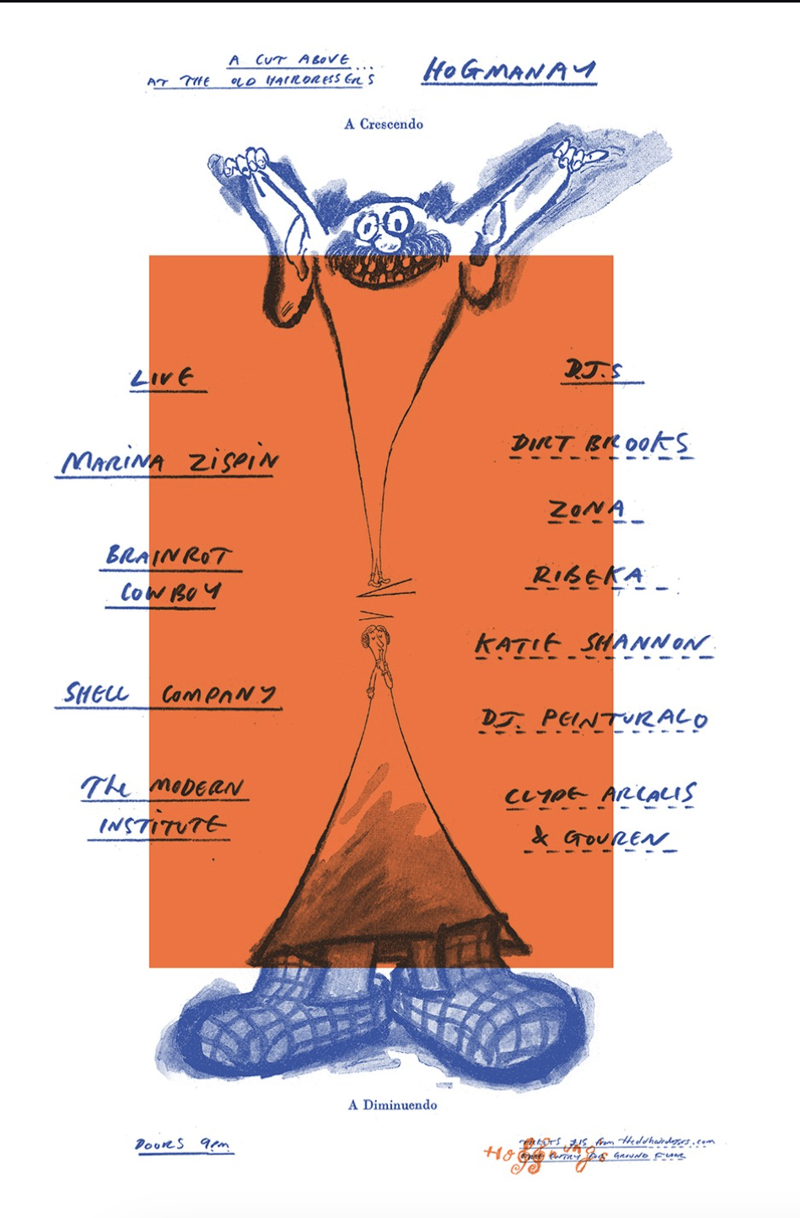 LIVE: Marina Zispin, Brainrot Cowboy, Shell Company, The Modern Institute  DJ: Dirt Brooks, Zona, Ribeka, Katie Shannon, DJ Peinturalo, Clyde Arcalis & Gouren