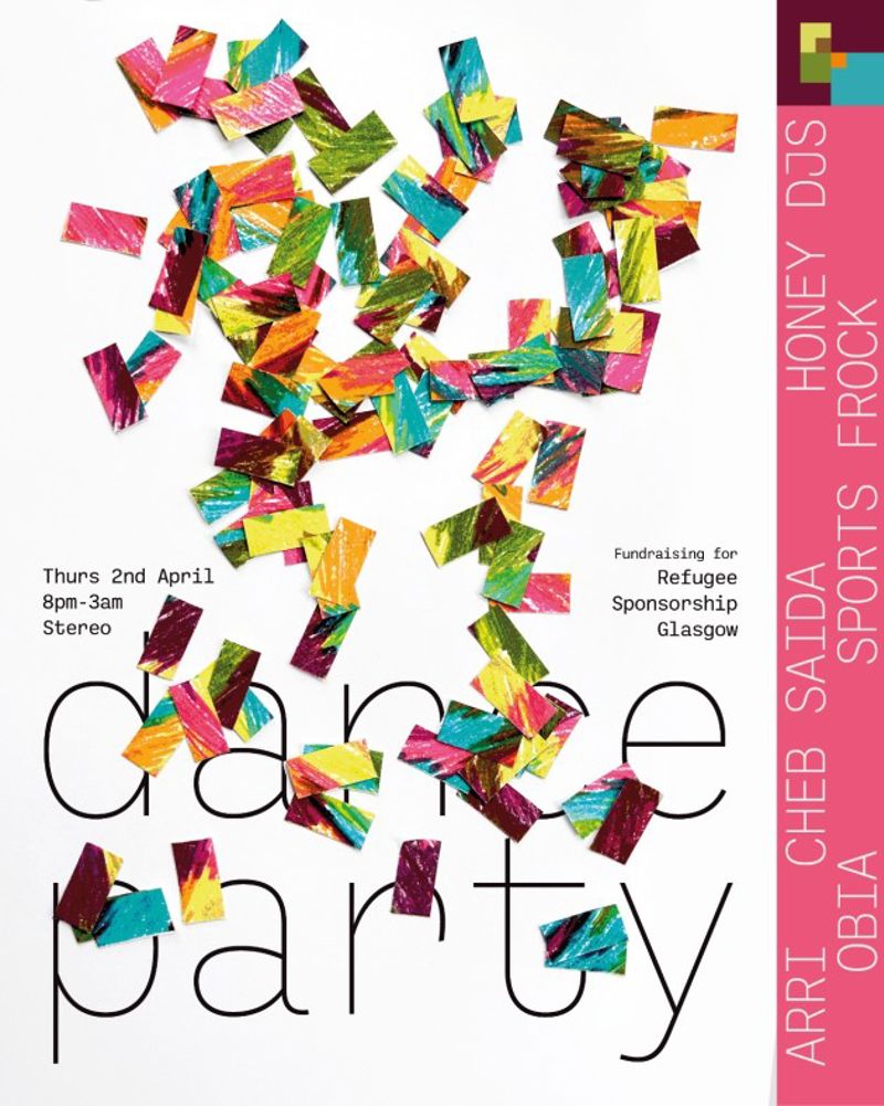 2026-04-02 DANCE PARTY for Refugee Community Sponsorship Glasgow w/ Obia, Arri, Sports Frock, Cheb Saida and Honey DJs